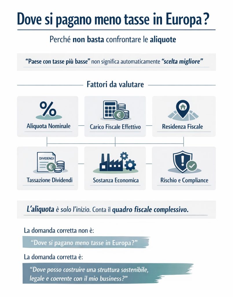 Dove si pagano meno tasse in Europa non basta l’aliquota