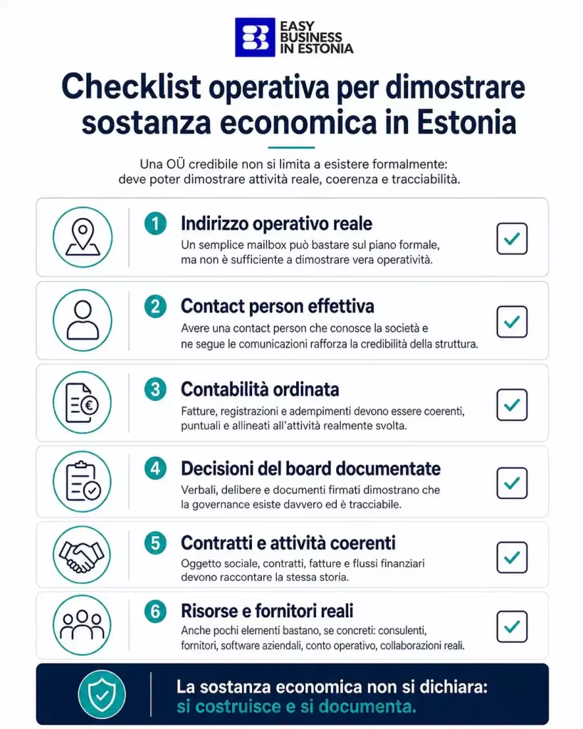 sostanza economica OÜ Estonia dimostrazione