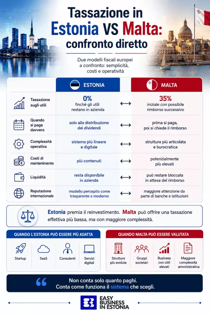 Tassazione in Estonia Vs Malta confronto